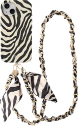 AVY Apple iPhone 14 / 13 MagSafe Hoesje met Koord (120CM) Serengeti Zebra afbeelding