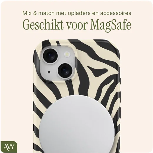 AVY Apple iPhone 14 / 13 MagSafe Hoesje met Koord (120CM) Serengeti Zebra afbeelding 7