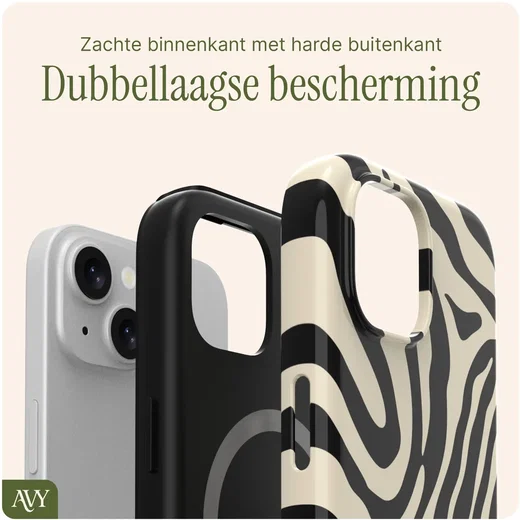 AVY Apple iPhone 14 / 13 MagSafe Hoesje met Koord (120CM) Serengeti Zebra afbeelding 5