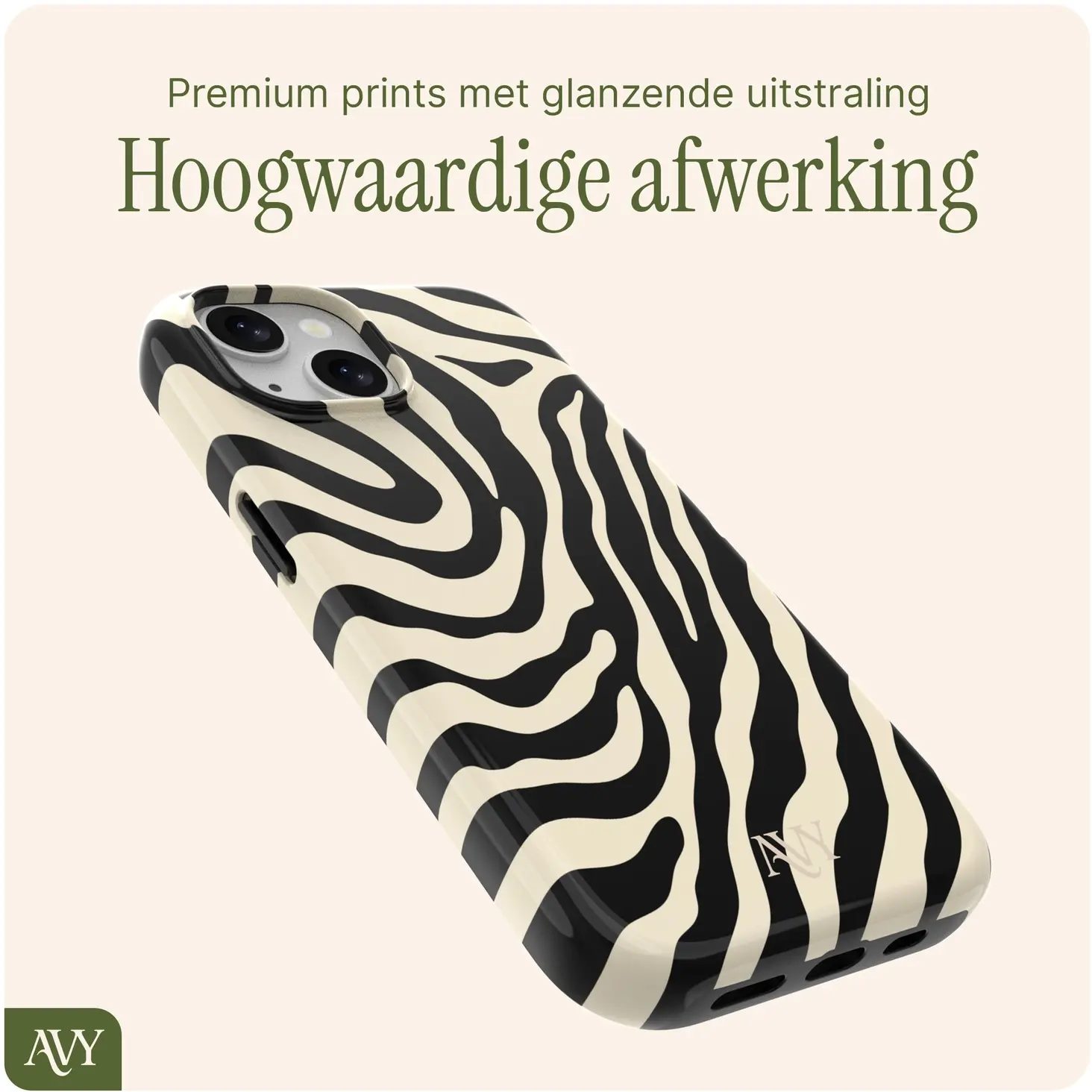 AVY Apple iPhone 14 / 13 MagSafe Hoesje met Koord (120CM) Serengeti Zebra afbeelding 6