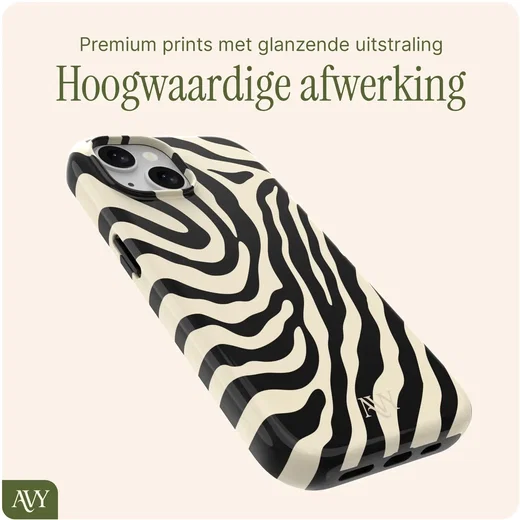 AVY Apple iPhone 14 / 13 MagSafe Hoesje met Koord (120CM) Serengeti Zebra afbeelding 6
