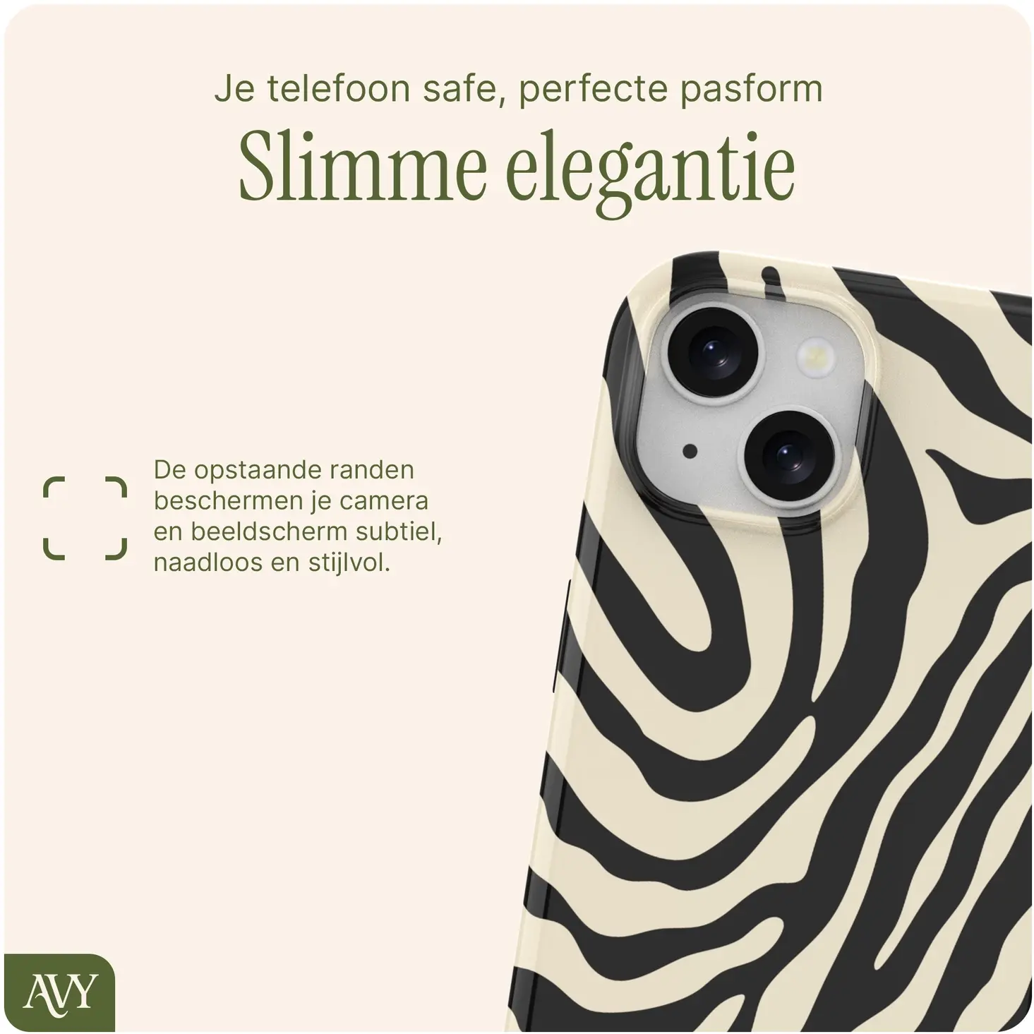 AVY Apple iPhone 14 / 13 MagSafe Hoesje met Koord (120CM) Serengeti Zebra afbeelding 4