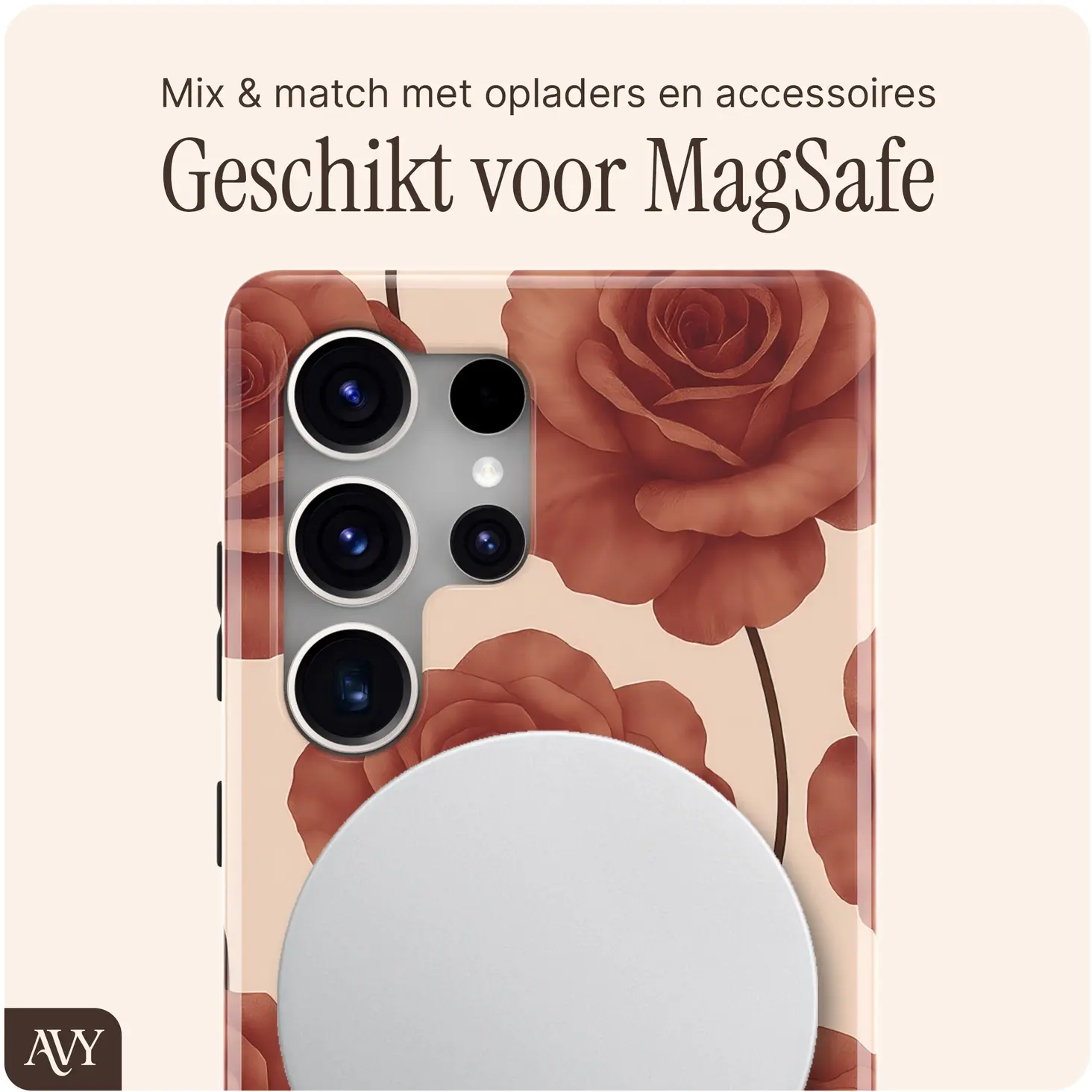AVY Samsung Galaxy S25 Ultra MagSafe Hoesje met Koord (120CM) Botanique Roses afbeelding 7