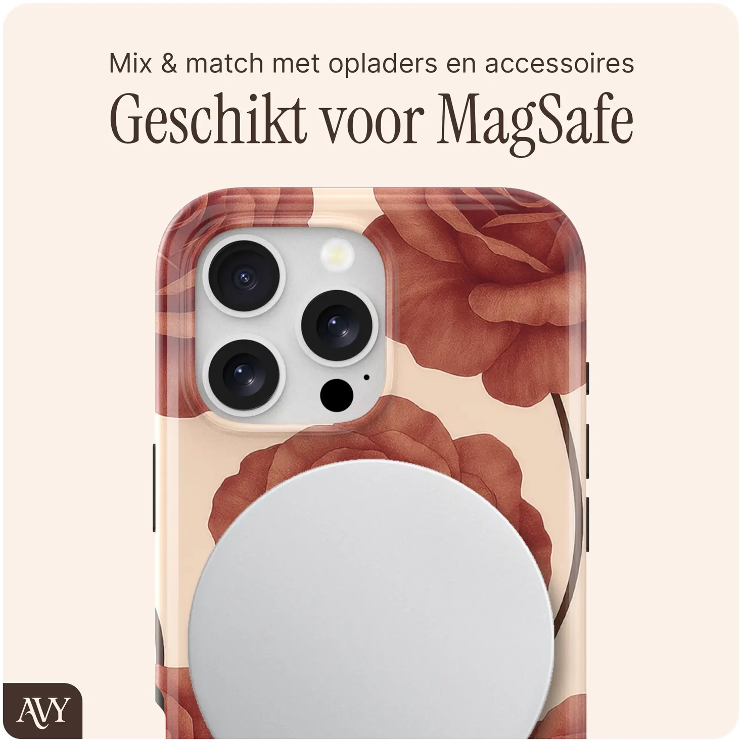 AVY Apple iPhone 15 Pro Max MagSafe Hoesje met Koord (120CM) Botanique Roses afbeelding 8