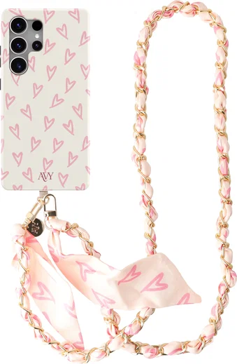 AVY Samsung Galaxy S25 Ultra MagSafe Hoesje met Koord (120CM) Cupid Blush afbeelding 1