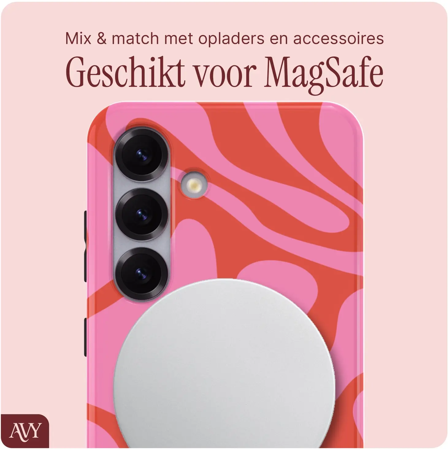 AVY Samsung Galaxy S25 MagSafe Hoesje met Koord (120CM) Rosé Twist afbeelding 4