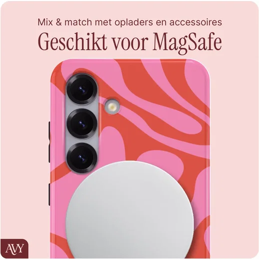 AVY Samsung Galaxy S25 MagSafe Hoesje met Koord (120CM) Rosé Twist afbeelding 4