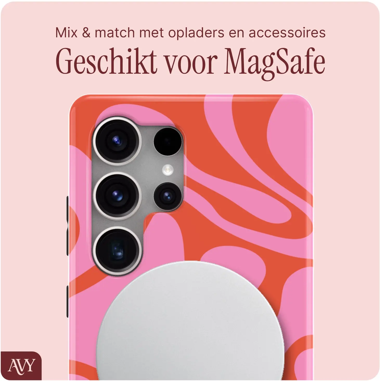 AVY Samsung Galaxy S25 Ultra MagSafe Hoesje met Koord (120CM) Rosé Twist afbeelding 4