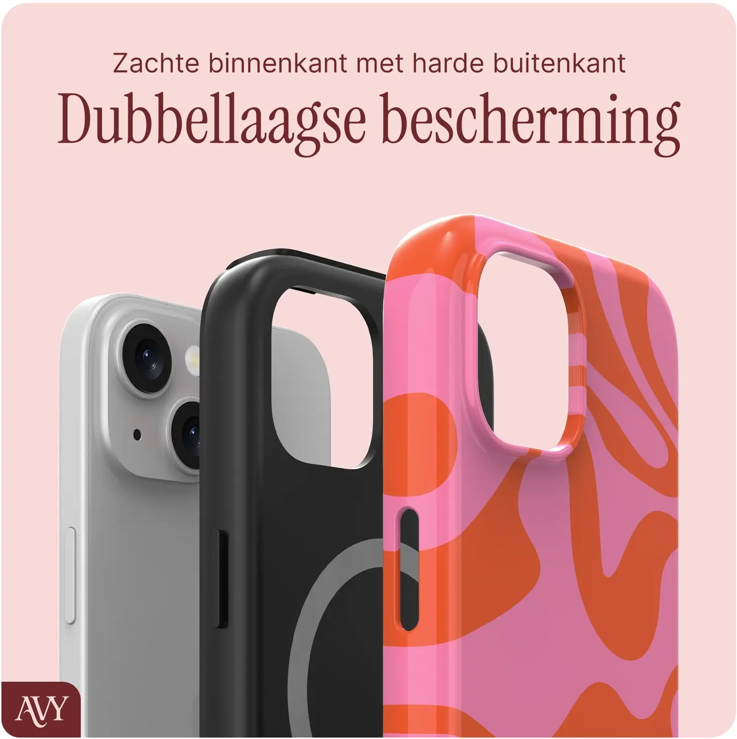 AVY Apple iPhone 15 MagSafe Hoesje met Koord (120CM) Rosé Twist afbeelding 6