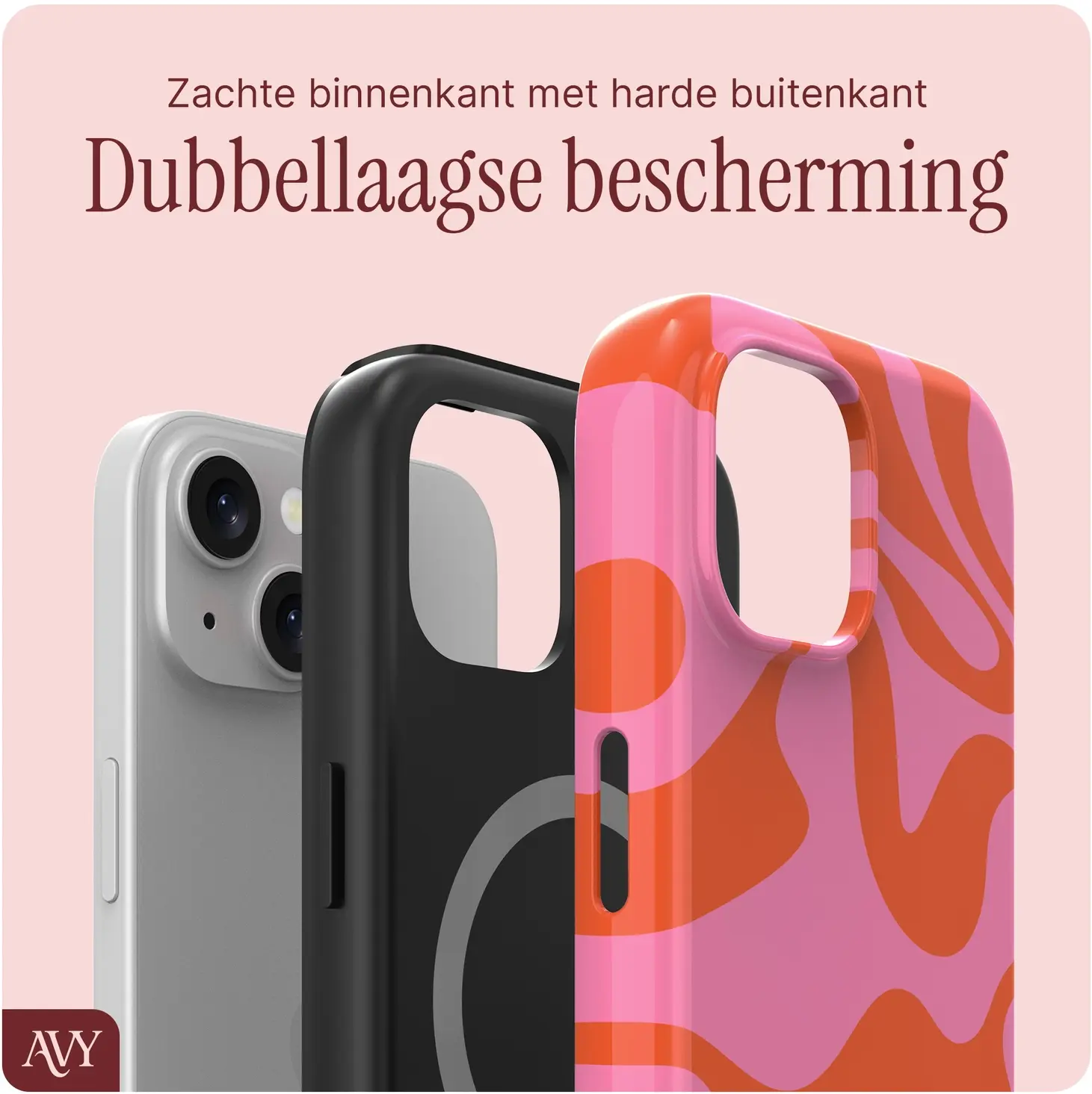AVY Apple iPhone 14 / 13 MagSafe Hoesje met Koord (120CM) Rosé Twist afbeelding 7