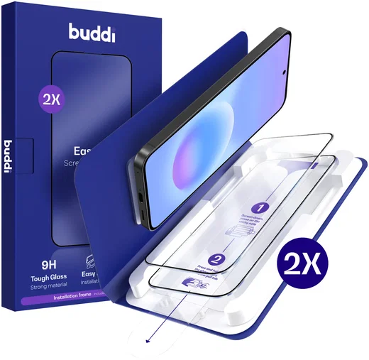 Buddi Easy Fit Samsung Galaxy A57 Tempered Glass met Installatietray (2-Pack) afbeelding 1