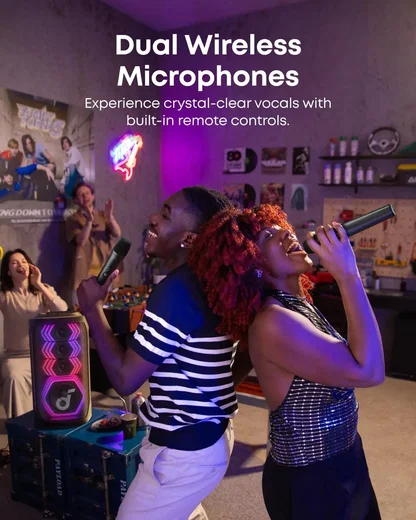 Anker Soundcore Rave 3S Bluetooth Partyspeaker met 2 Draadloze Microfoons Zwart afbeelding 2