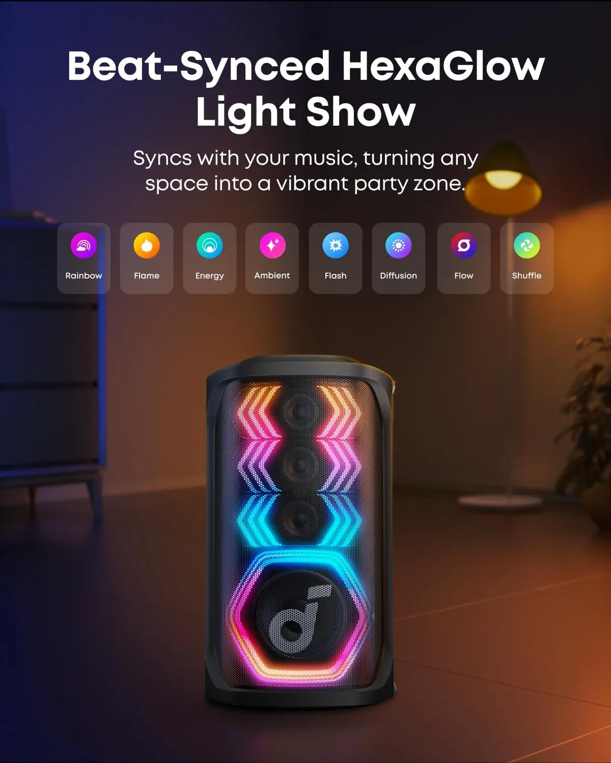 Anker Soundcore Rave 3S Bluetooth Partyspeaker met 2 Draadloze Microfoons Zwart afbeelding 5