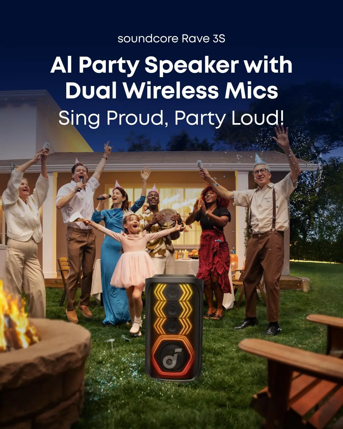 Anker Soundcore Rave 3S Bluetooth Partyspeaker met 2 Draadloze Microfoons Zwart afbeelding 4
