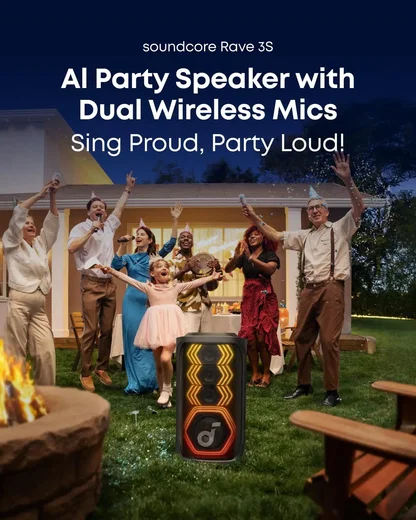 Anker Soundcore Rave 3S Bluetooth Partyspeaker met 2 Draadloze Microfoons Zwart afbeelding 4