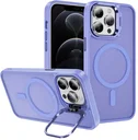 Apple iPhone 12 / 12 Pro Hoesje MagSafe Back Cover met Camera Stand Licht Paars