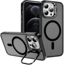 Apple iPhone 12 Pro Max Hoesje MagSafe Back Cover met Camera Stand Zwart