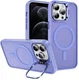 Apple iPhone 12 Pro Max Hoesje MagSafe Back Cover met Camera Stand Licht Paars