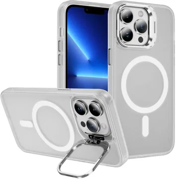 Apple iPhone 13 Pro Hoesje MagSafe Back Cover met Camera Stand Transparant