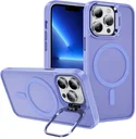Apple iPhone 13 Pro Max Hoesje MagSafe Back Cover met Camera Stand Licht Paars