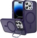 Apple iPhone 14 Pro Hoesje MagSafe Back Cover met Camera Stand Paars