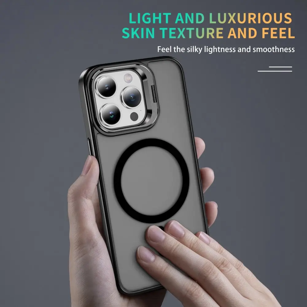 Apple iPhone 14 Pro Max Hoesje MagSafe Back Cover met Camera Stand Zwart afbeelding 8
