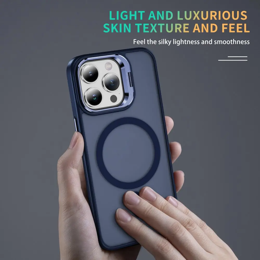 Apple iPhone 14 Pro Max Hoesje MagSafe Back Cover met Camera Stand Blauw afbeelding 8