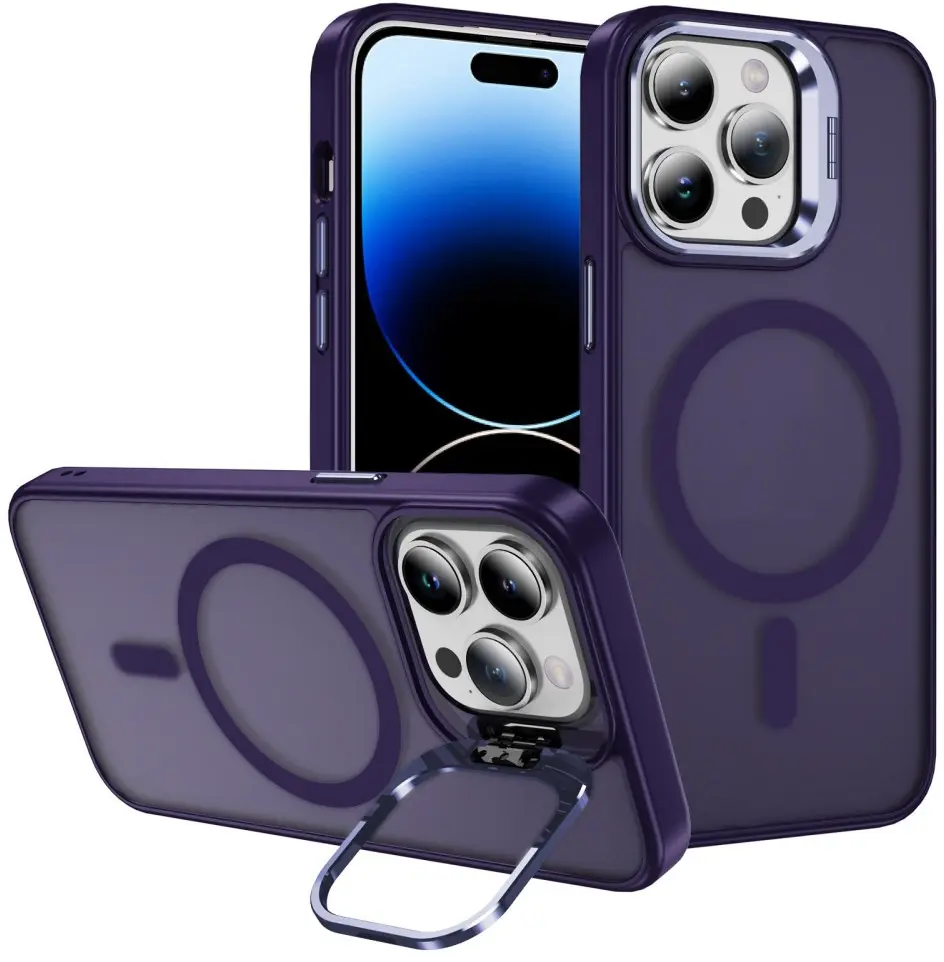 Apple iPhone 14 Pro Max Hoesje MagSafe Back Cover met Camera Stand Paars afbeelding 1