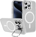 Apple iPhone 15 Pro Hoesje MagSafe Back Cover met Camera Stand Transparant