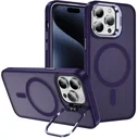 Apple iPhone 15 Pro Hoesje MagSafe Back Cover met Camera Stand Paars