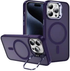 Apple iPhone 15 Pro Hoesje MagSafe Back Cover met Camera Stand Paars afbeelding