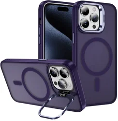 Apple iPhone 15 Pro Max Hoesje MagSafe Back Cover met Camera Stand Paars afbeelding