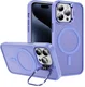 Apple iPhone 15 Pro Max Hoesje MagSafe Back Cover met Camera Stand Licht Paars