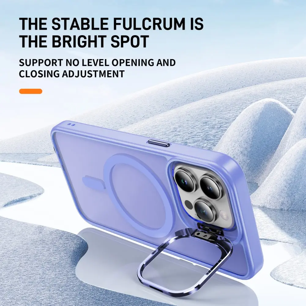 Apple iPhone 15 Pro Max Hoesje MagSafe Back Cover met Camera Stand Licht Paars afbeelding 2