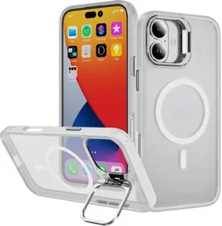 Apple iPhone 17 Hoesje MagSafe Back Cover met Camera Stand Transparant afbeelding