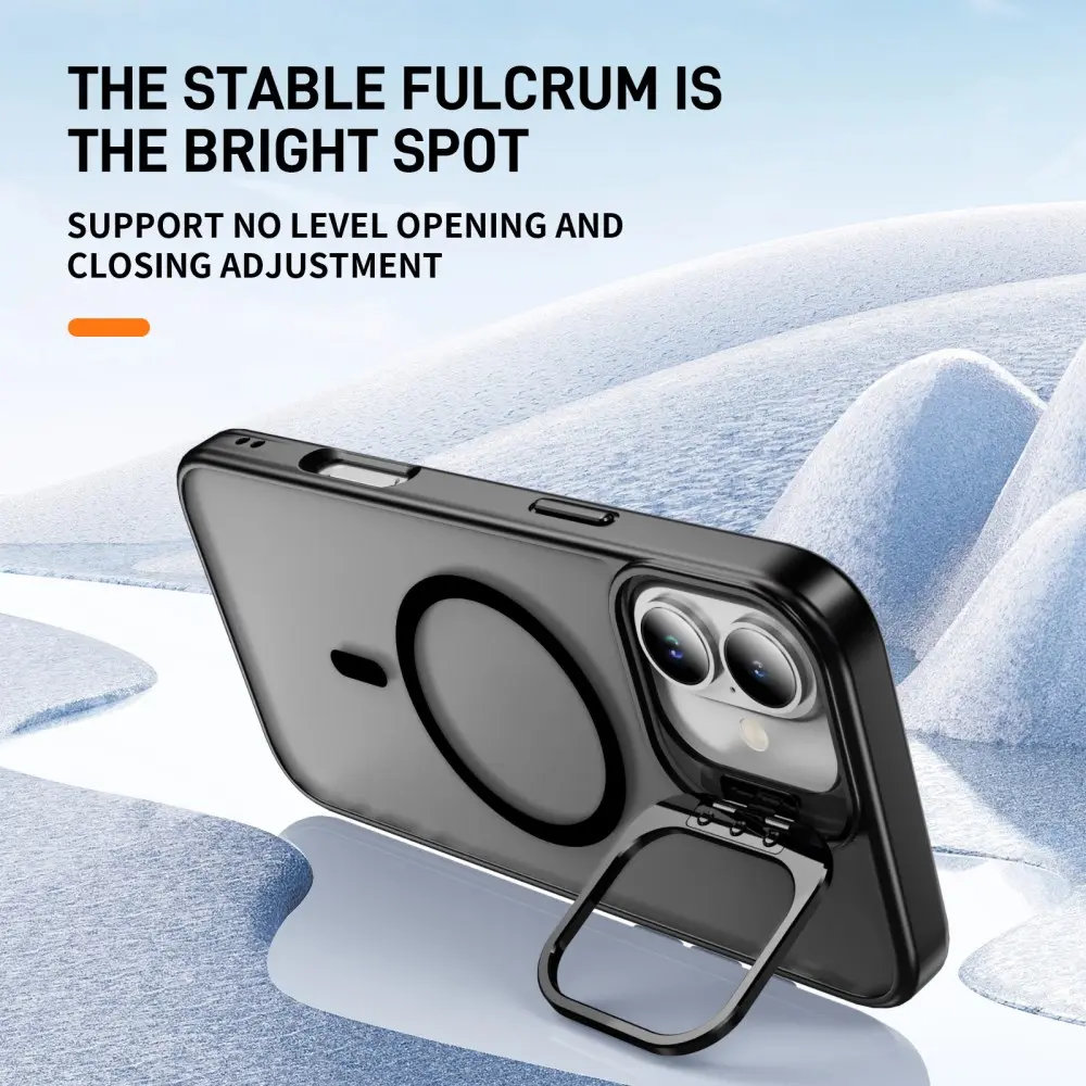 Apple iPhone 17 Hoesje MagSafe Back Cover met Camera Stand Zwart afbeelding 2