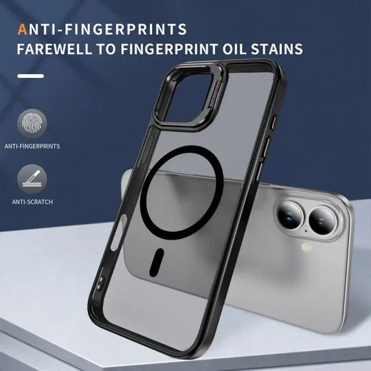 Apple iPhone 17 Hoesje MagSafe Back Cover met Camera Stand Zwart afbeelding 6