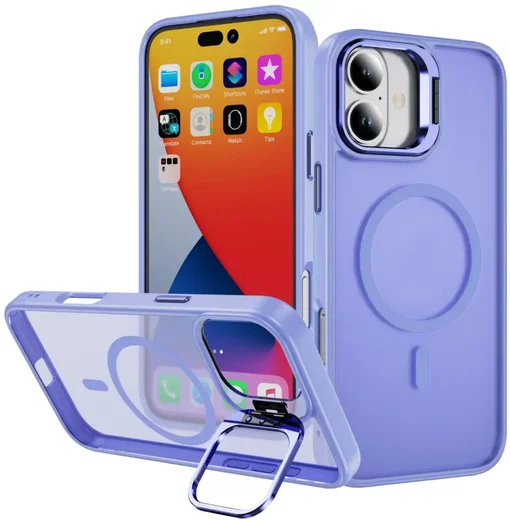 Apple iPhone 17 Hoesje MagSafe Back Cover met Camera Stand Licht Paars afbeelding 1