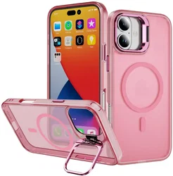 Apple iPhone 17 Hoesje MagSafe Back Cover met Camera Stand Roze afbeelding