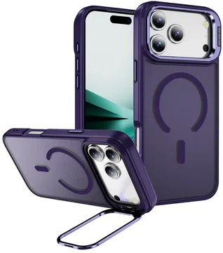 Apple iPhone 17 Pro Hoesje MagSafe Back Cover met Camera Stand Paars