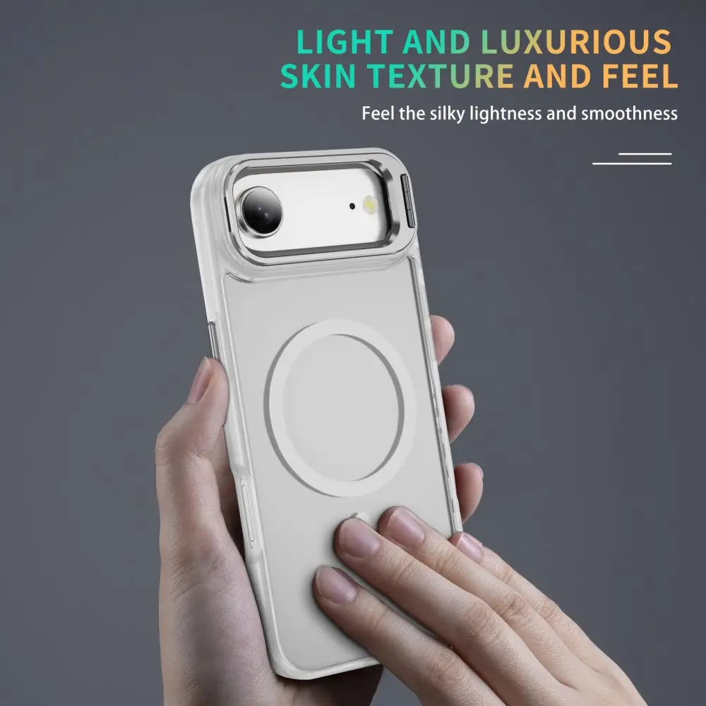 Apple iPhone Air Hoesje MagSafe Back Cover met Camera Stand Transparant afbeelding 9