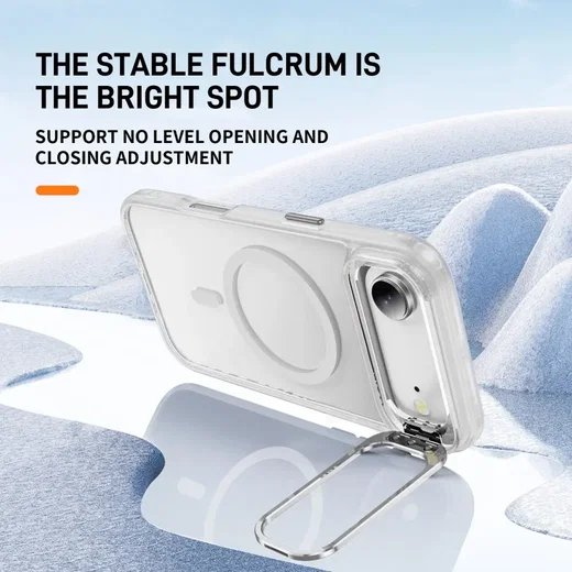 Apple iPhone Air Hoesje MagSafe Back Cover met Camera Stand Transparant afbeelding 2
