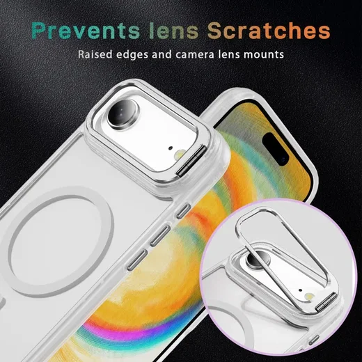 Apple iPhone Air Hoesje MagSafe Back Cover met Camera Stand Transparant afbeelding 6