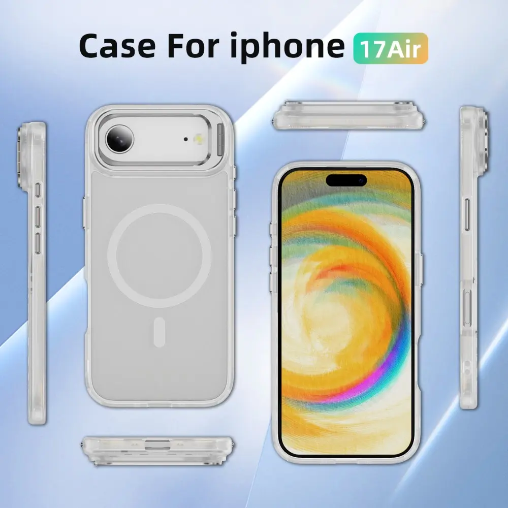 Apple iPhone Air Hoesje MagSafe Back Cover met Camera Stand Transparant afbeelding 10