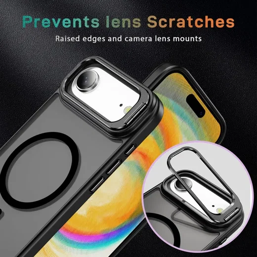 Apple iPhone Air Hoesje MagSafe Back Cover met Camera Stand Zwart afbeelding 6
