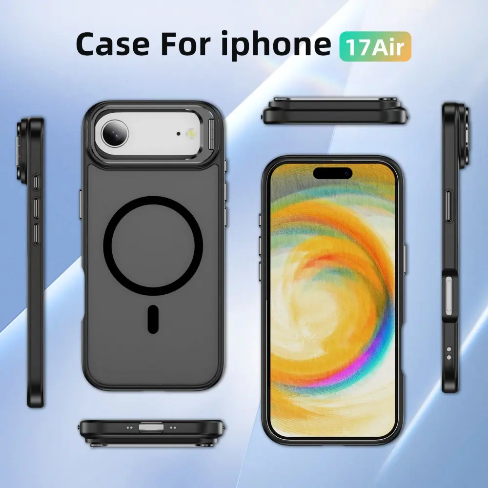 Apple iPhone Air Hoesje MagSafe Back Cover met Camera Stand Zwart afbeelding 10