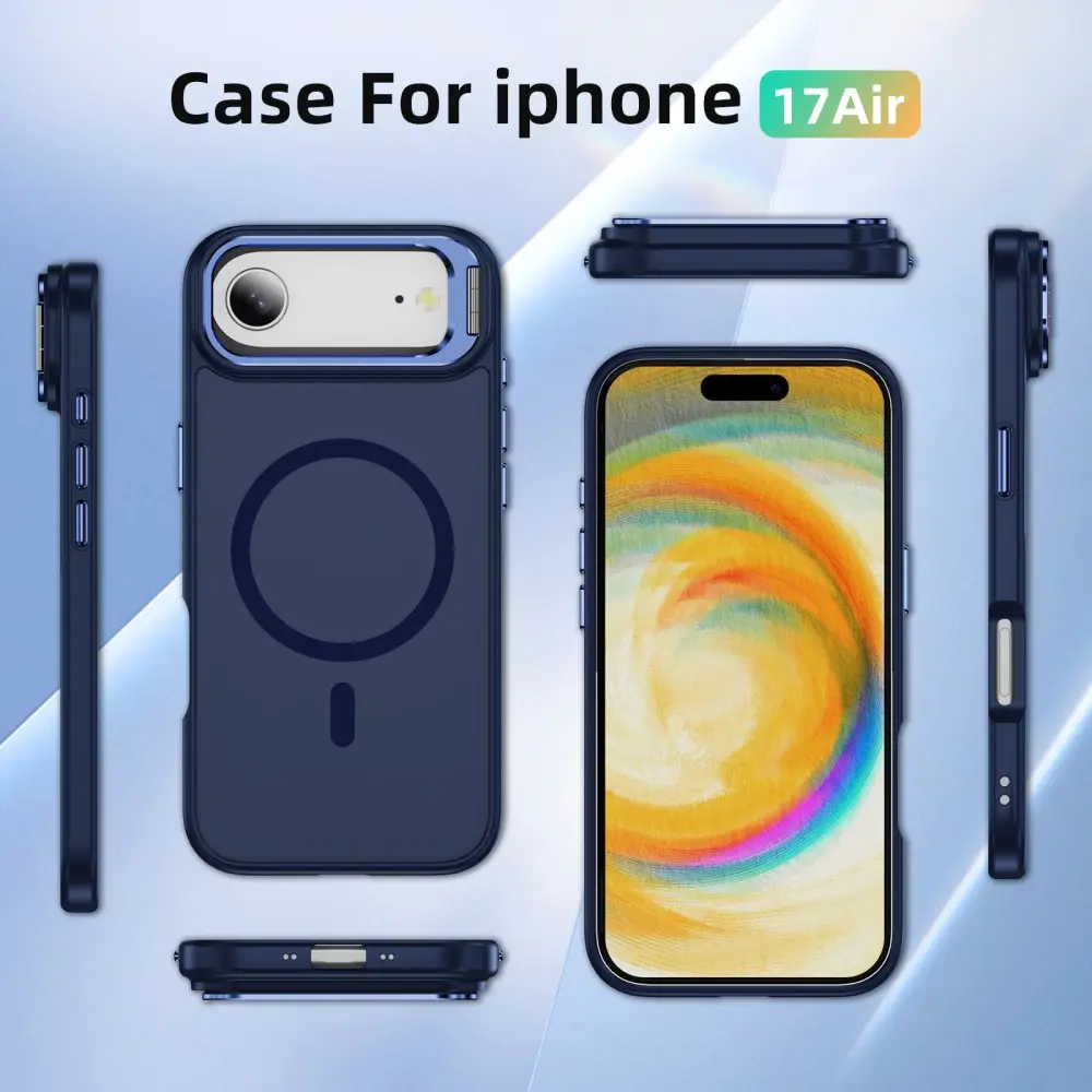 Apple iPhone Air Hoesje MagSafe Back Cover met Camera Stand Blauw afbeelding 10