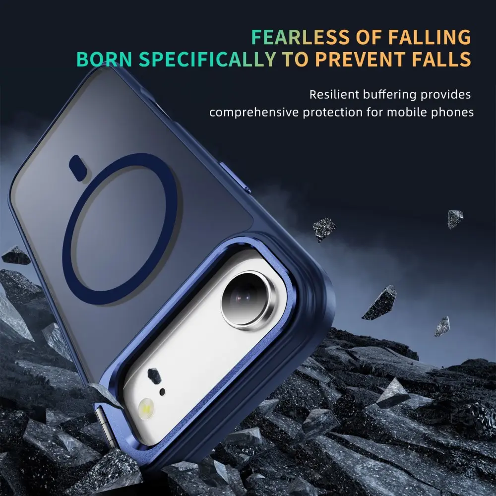 Apple iPhone Air Hoesje MagSafe Back Cover met Camera Stand Blauw afbeelding 4