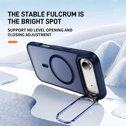 Apple iPhone Air Hoesje MagSafe Back Cover met Camera Stand Blauw afbeelding 2