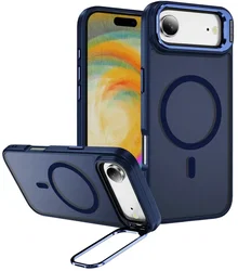 Apple iPhone Air Hoesje MagSafe Back Cover met Camera Stand Blauw afbeelding